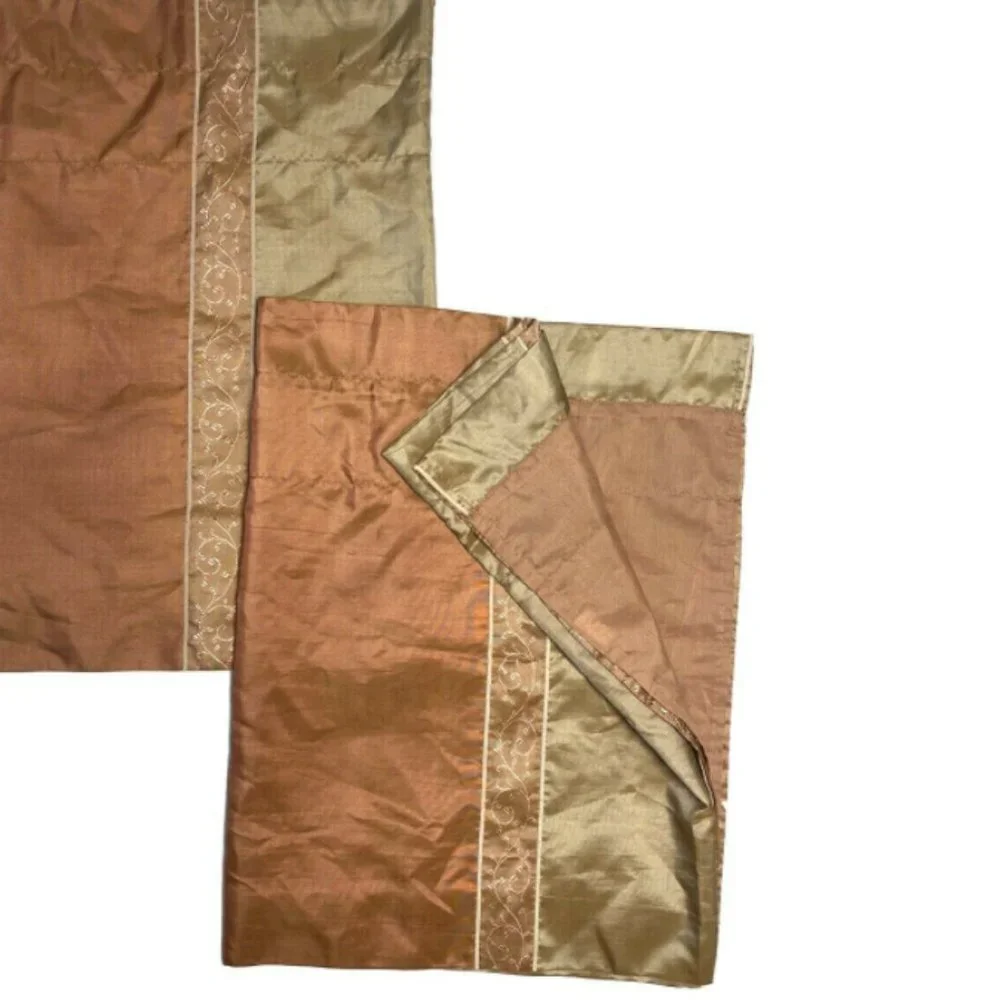 2 Luxury Faux Silk Valances Orange Brown Curtains